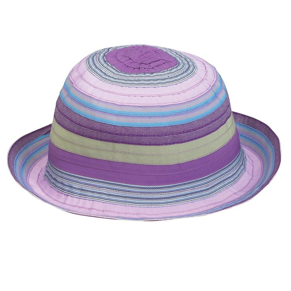 Wallaroo Kids Girls Petite Nantucket Colorful Lilac Striped Packable Sun Hat
